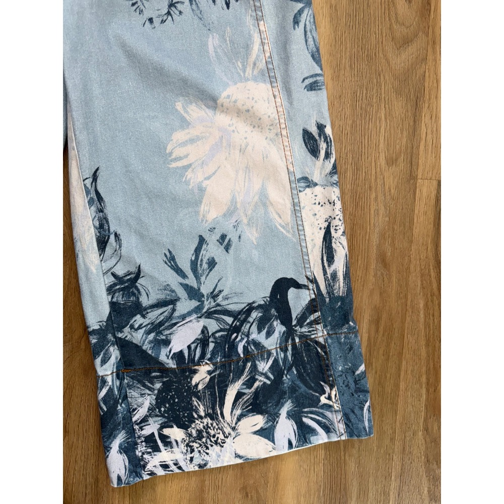 Pilcro Anthropologie foxglove Floral Wide Leg Boho Coastal Denim Jeans 28 - Picture 5 of 8